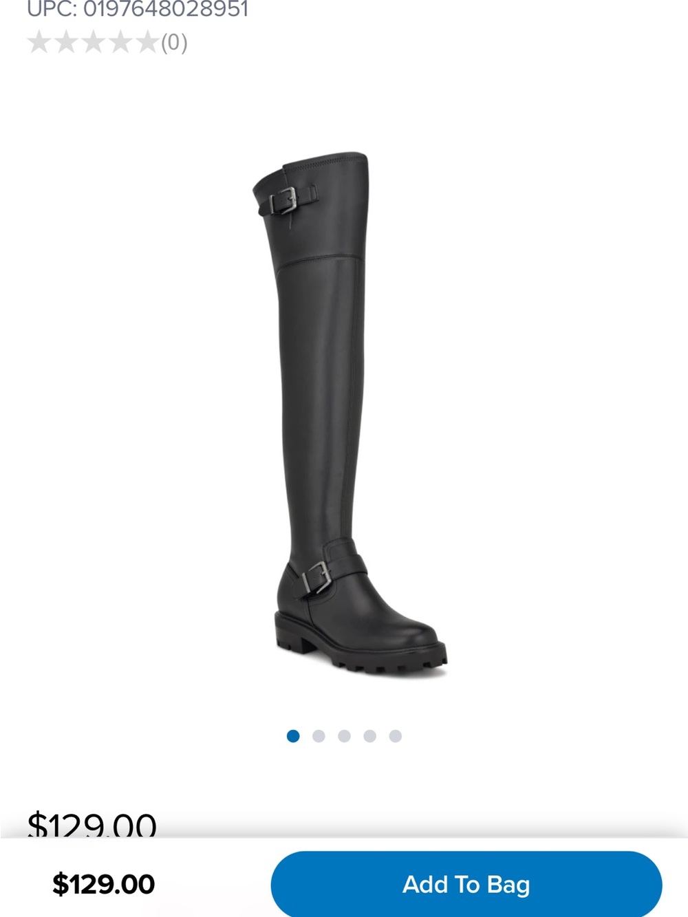 Nine West Black Lug-Sole Knee Boots with Buckle Accent